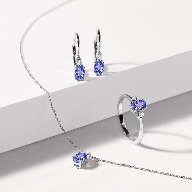 Tanzanite and Diamond White Gold Jewelry Set | KLENOTA