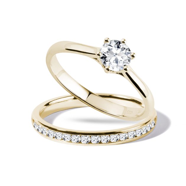 Minimalist Wedding Ring Set in Gold KLENOTA