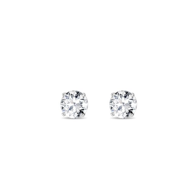 Diamond Stud Earrings in 14K White Gold | KLENOTA