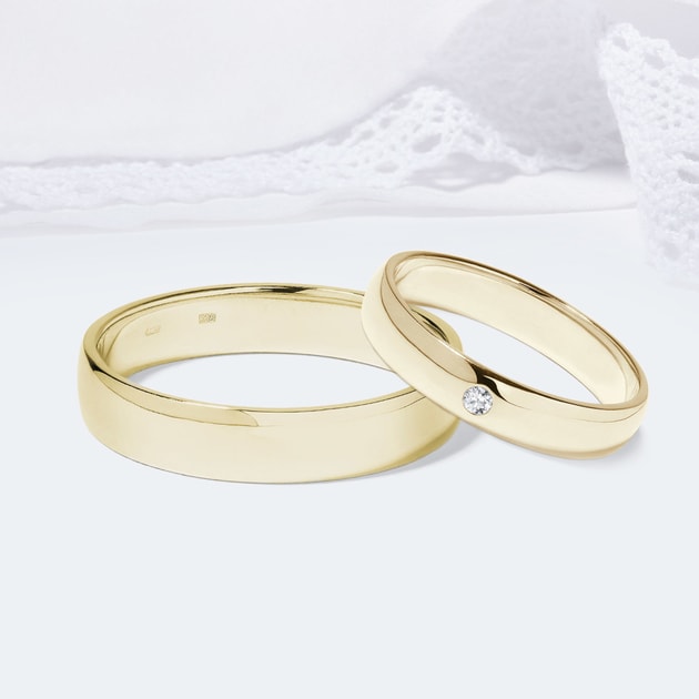 Klassische Eheringe aus Gold mit Diamanten | KLENOTA
