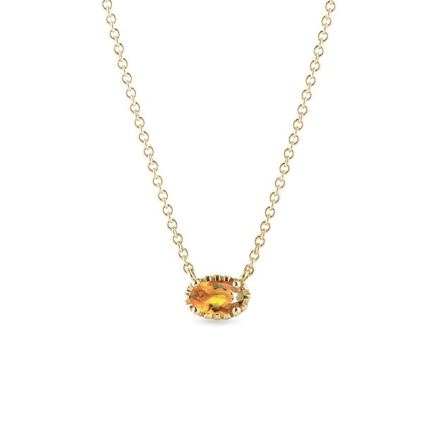 Oval citrine necklace in yellow gold 