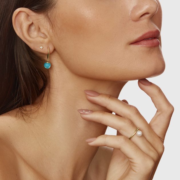 Turquoise earrings in gold | KLENOTA