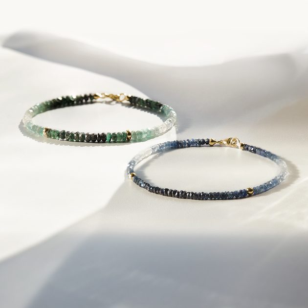 Rainbow K Cleopatra Emerald, Tourmaline & 14kt Gold Bracelet in Metallic