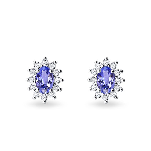 Blue Sapphire and Diamond 14kt White Gold Hoop Earrings | Costco