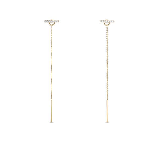 Gemma 3 Diamond Vertical Bar Stud Earrings 14K Yellow Gold / Single Stud (1)