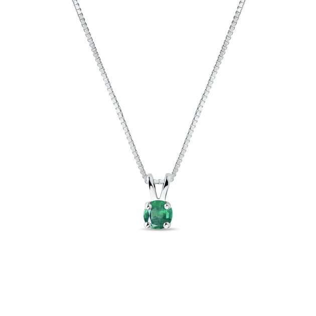 Emerald Pendant Necklace in 9ct White Gold | Ruby & Oscar