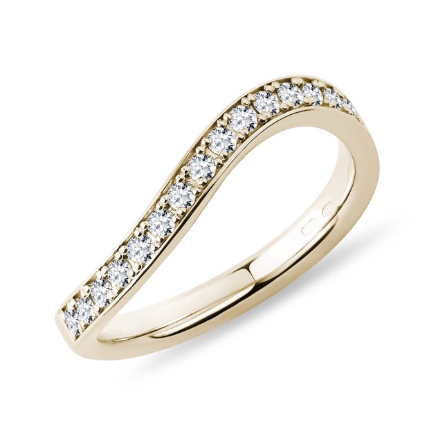 Ladies' Yellow Gold Diamond Wave Ring