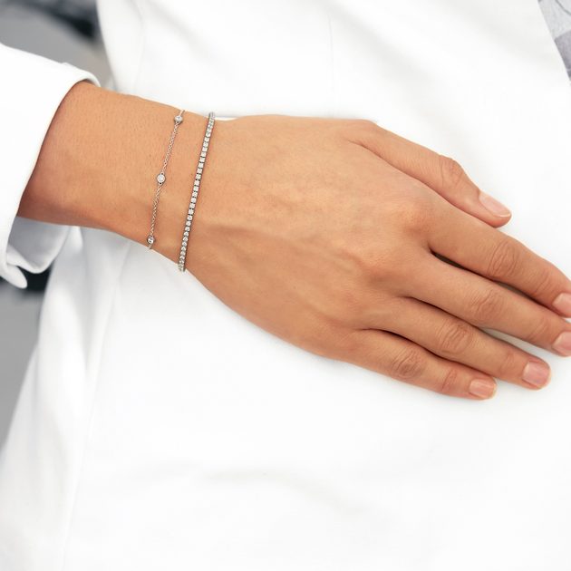 Diamond Tennis Bracelet in 14k White Gold | KLENOTA