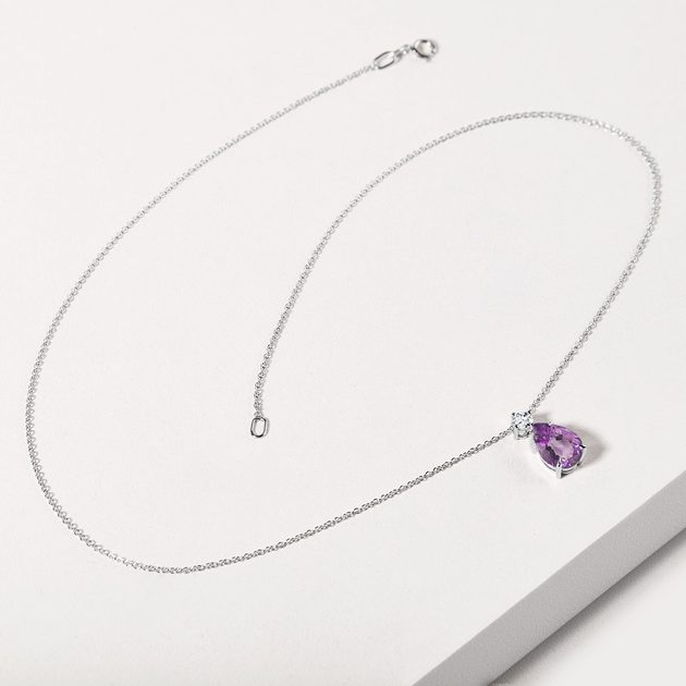 Purple Agate Gemstone Pendant Necklace - Elizabeth Caroline