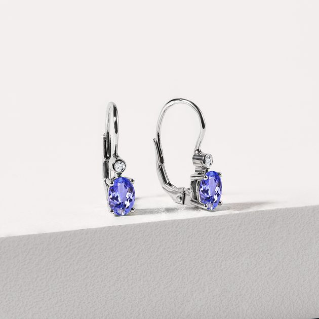 14K White Gold Tanzanite and Diamond Earrings - Consignment Jewelry -  DazzleMe®