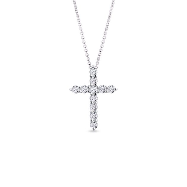 white gold necklace with diamond cross