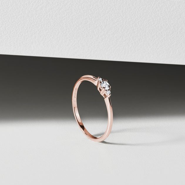 KLENOTA Gentle Pink Gold Ring with Diamond