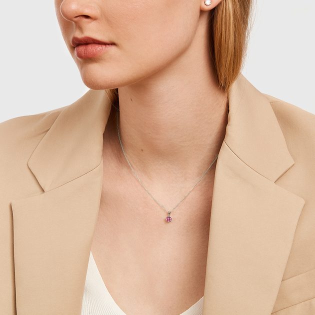Necklace with Tourmaline in White Gold 