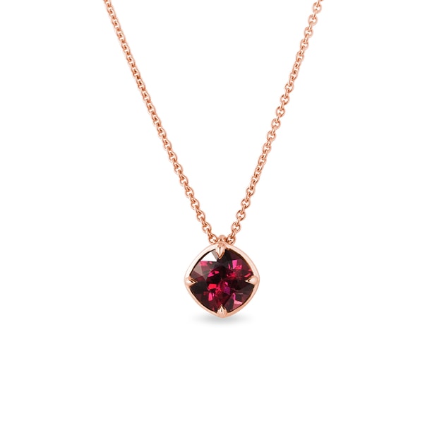 Necklace in Rose Gold with Rhodolite | KLENOTA