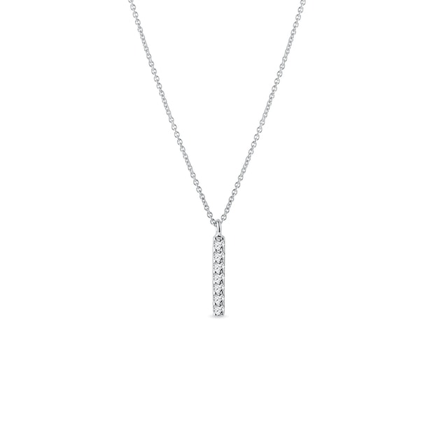 white gold diamond vertical bar necklace