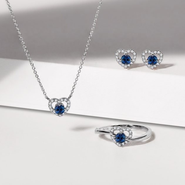 Sapphire ring and necklace set deals