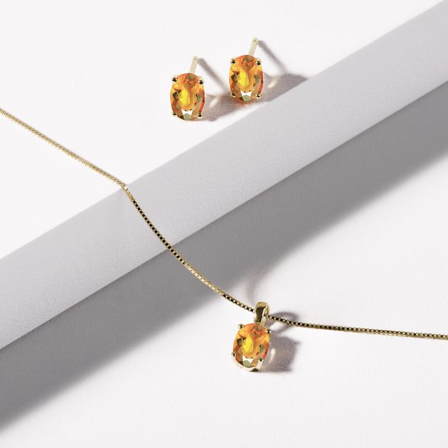Citrine Pendant Necklace in Gold | KLENOTA