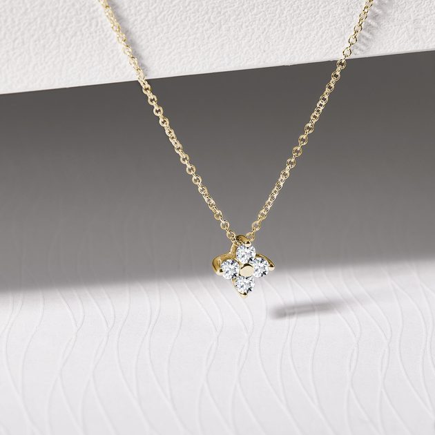 14k Yellow Gold Diamond Encrusted Floral Anniversary Pendant Charm