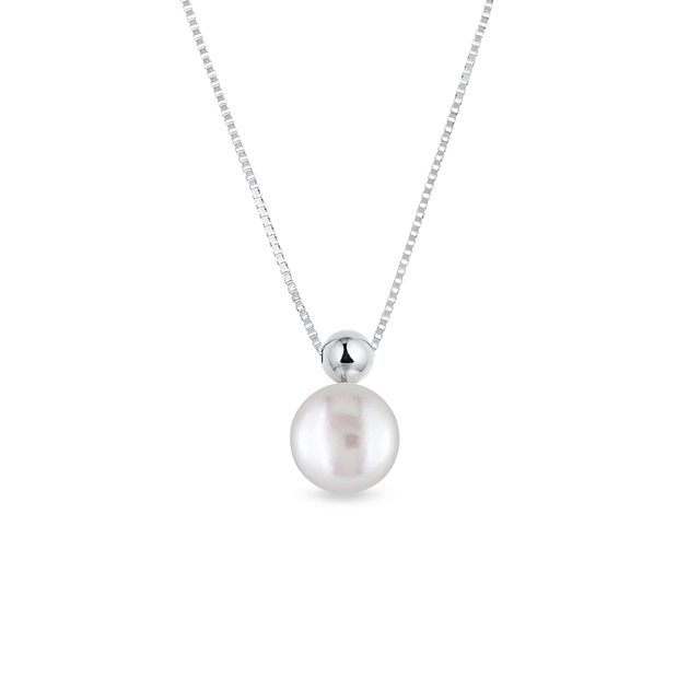 White Gold Pearl Chain Necklace