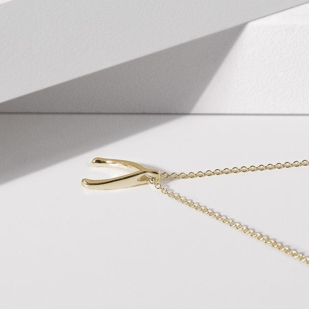 Solid gold shop wishbone necklace
