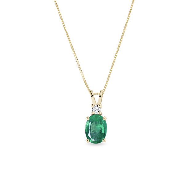 Emerald and diamond pendant in gold | KLENOTA