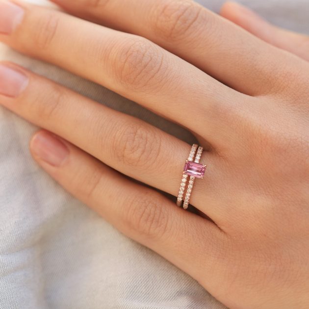 Tourmaline and Diamond Heart Ring in Rose Gold KLENOTA