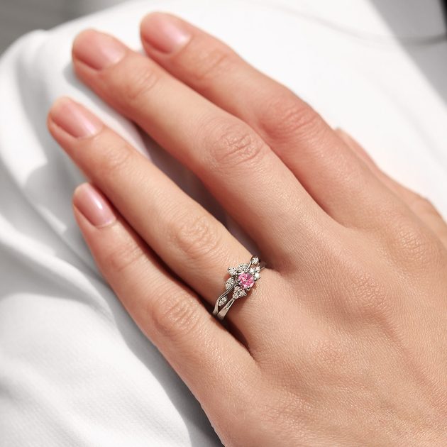 Fantine - 25.00 Carat Pink Sapphire Ring with 1.00 Carat Natural Diamonds 14K Gold