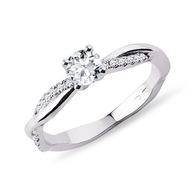 Solitaire Engagement Ring Lyric Modern Lattice 14K White Gold – Imagine  Diamonds