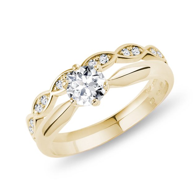 Elegantní snubní a zásnubní prsten ve zlatě | KLENOTA