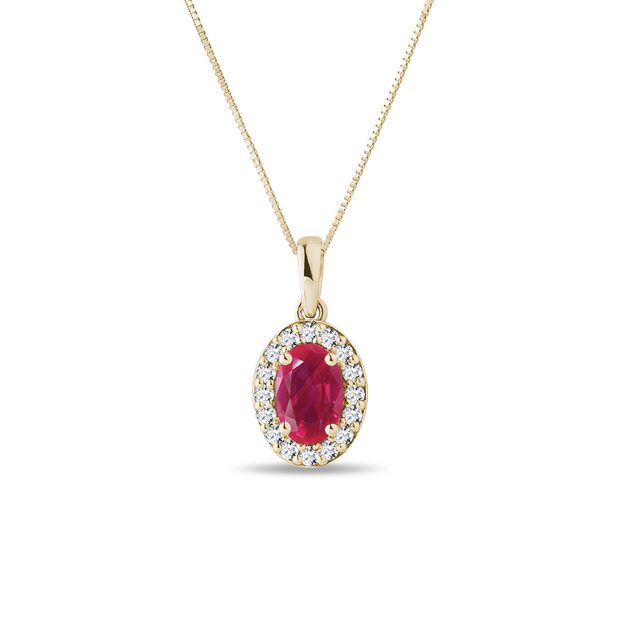 Pendant with ruby and diamonds in yellow gold | KLENOTA