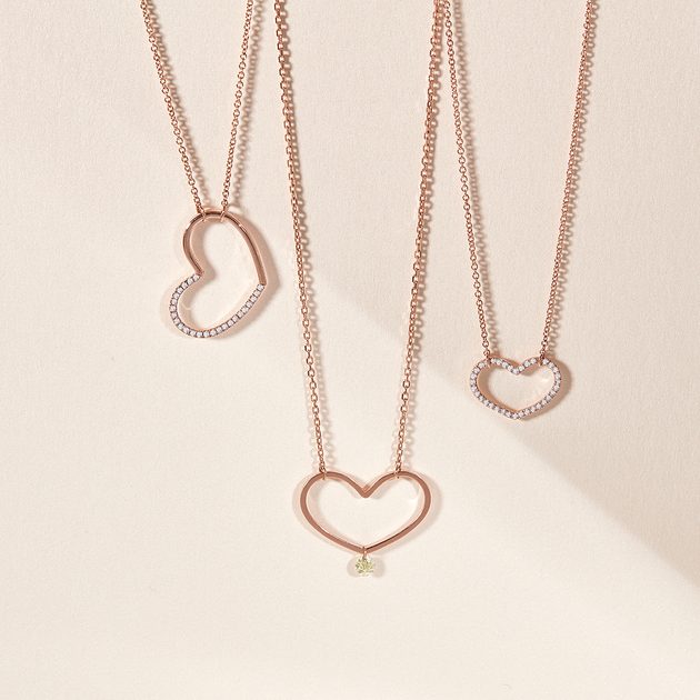 Diamond Necklace Heart in Rose Gold 