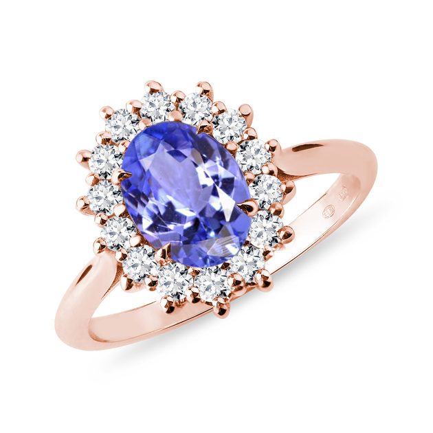 Tanzanite and diamond ring in rose gold | KLENOTA