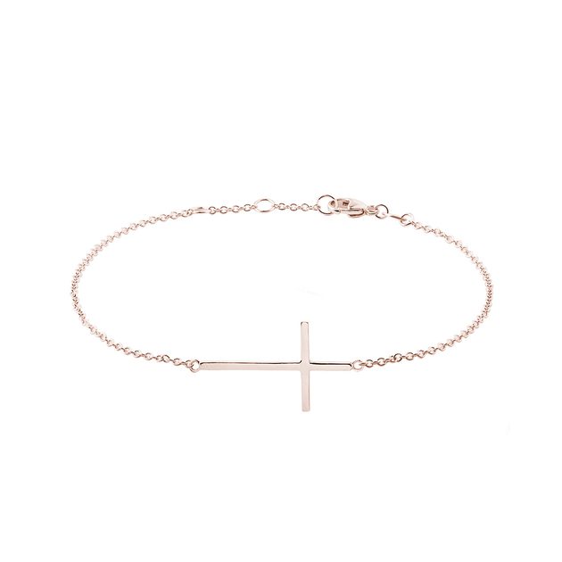 Cross pendant bracelet in rose gold | KLENOTA