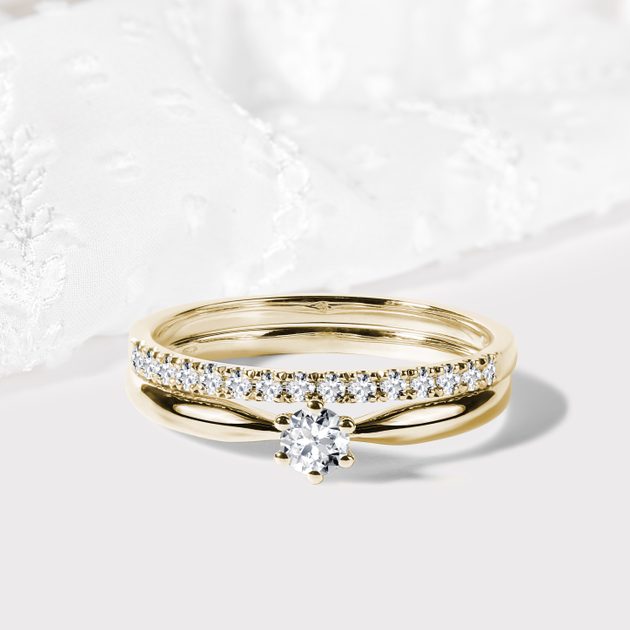 Engagement Diamond Ring Set in 14K Yellow Gold KLENOTA