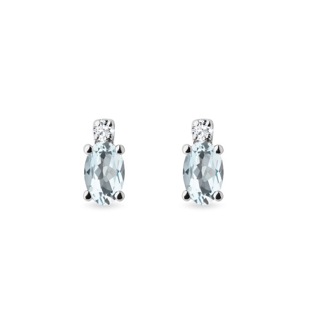 Buy 14k White or White Gold Solitaire Emerald-Cut Aquamarine Stud Earrings  (7x5mm) at Amazon.in