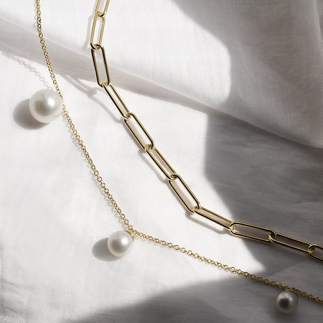 / Louis Pearl Necklace, 14k Solid Gold / 22