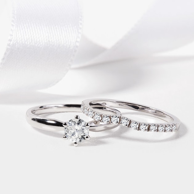 Klasický zásnubní prsten v bílém zlatě s diamantem | KLENOTA