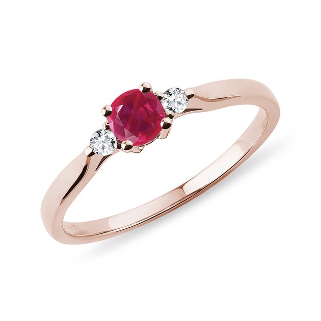 Ring in Rose Gold with Ruby ​​and Brilliants | KLENOTA