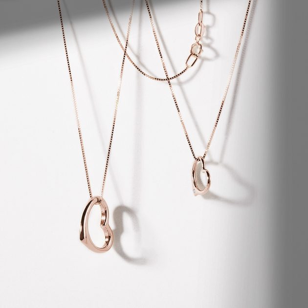 Heart shaped pendant with diamond | KLENOTA