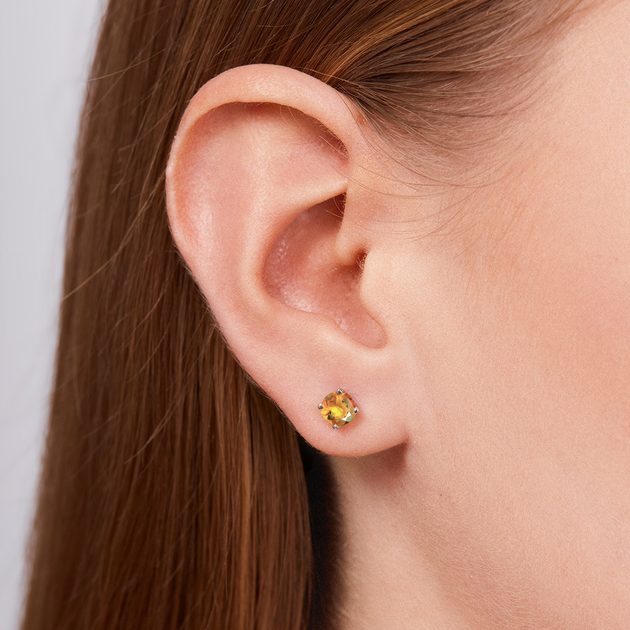 Madeira citrine earrings in yellow gold | KLENOTA