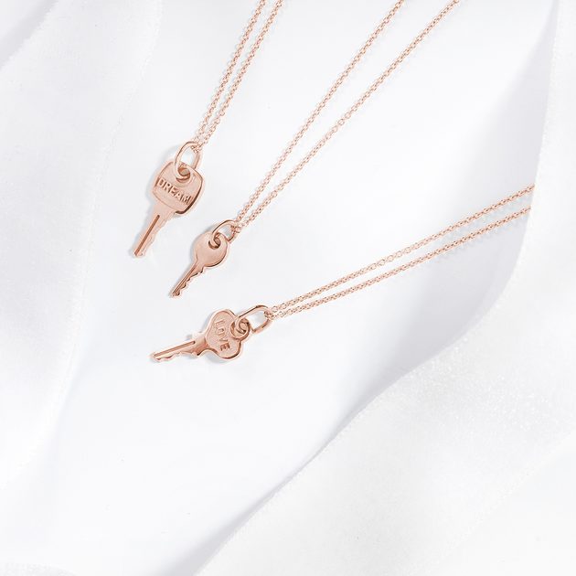 Tiny Rose Gold Classic Key Necklace, Rose Gold Key Necklace, Key Necklace, Layering Necklace Hand Made