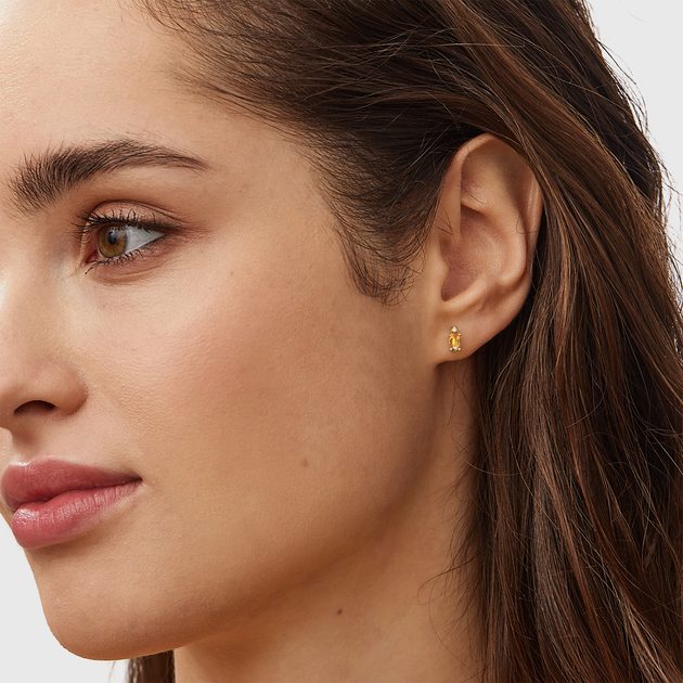 Citrine and diamond store stud earrings