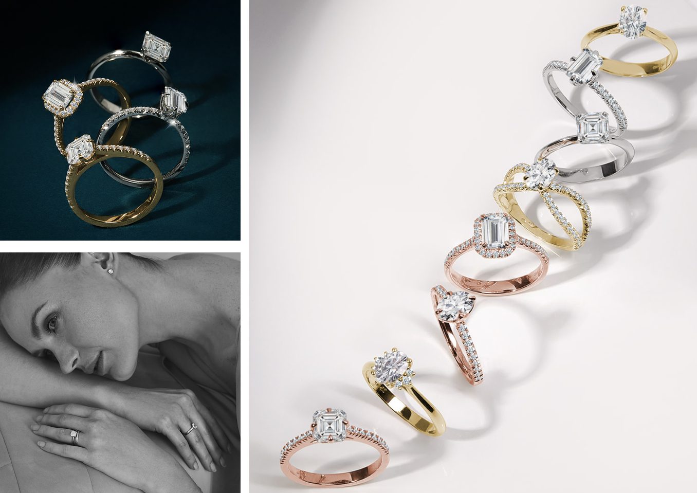 Luxury engagement rings with lab grown diamonds in 14k gold - KLENOTA