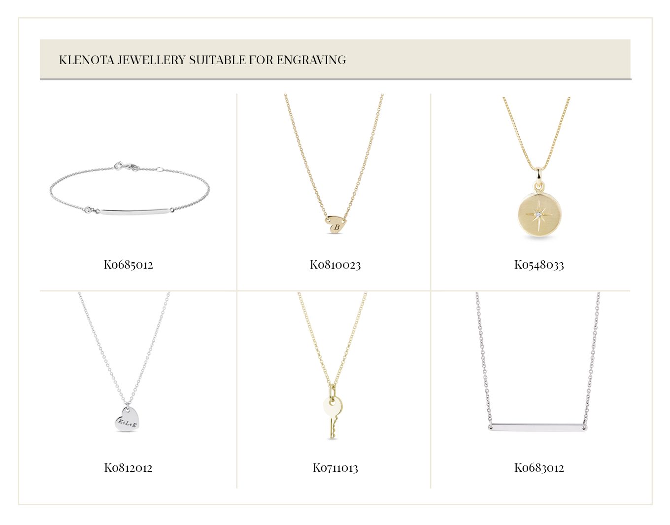 Engravings on jewellery KLENOTA