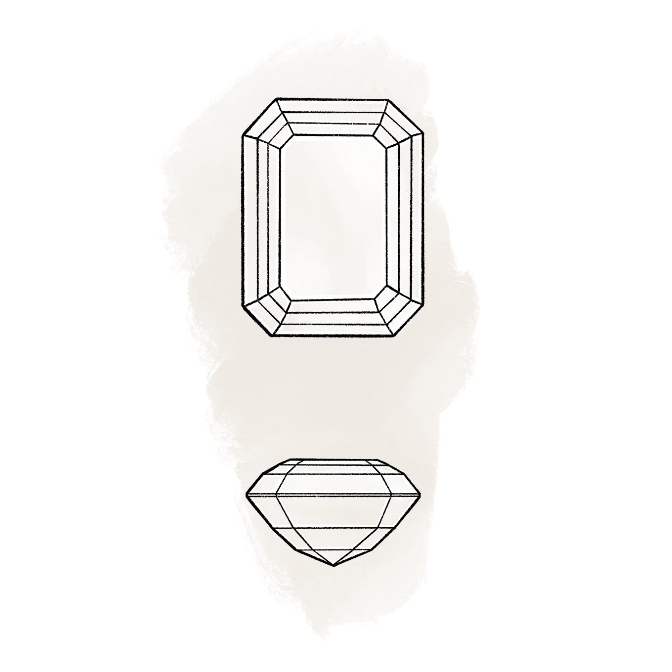 pierścionek z moissanitem w szlifie szmaragdowym w żółtym złocie - KLENOTA