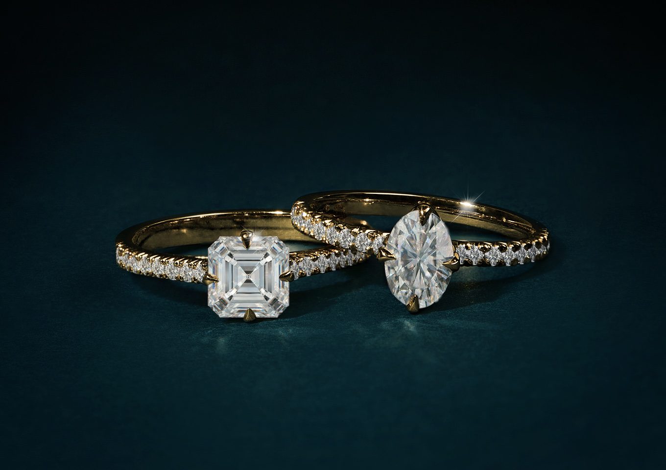 Luxury rings with lab grown diamond in 14k yellow gold - KLENOTA