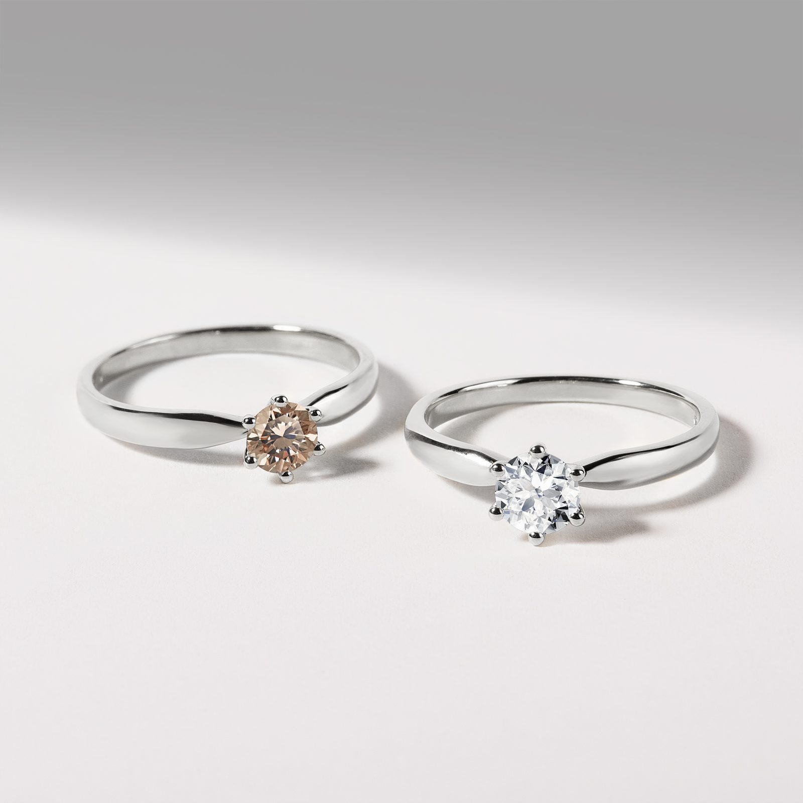 Half-carat Champagne Diamond Ring in White Gold | KLENOTA