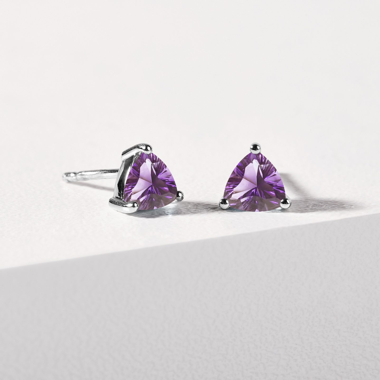DESIRE GEM Natural Multi Trillion Gemstone Stud Earrings – Sterling Silver 925 – Drop Dangle – 6x6mm