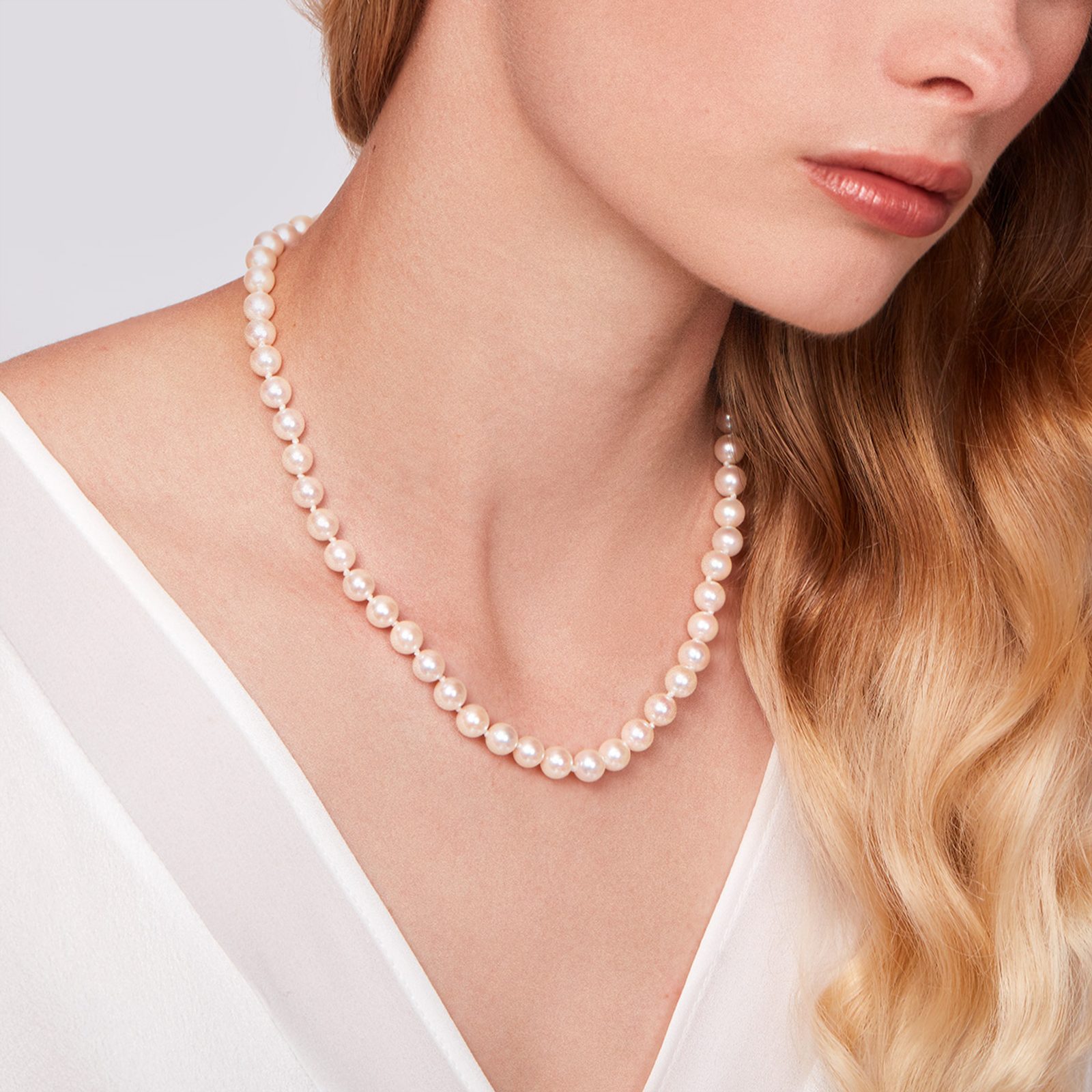 Akoya Pearl White Gold Necklace | KLENOTA