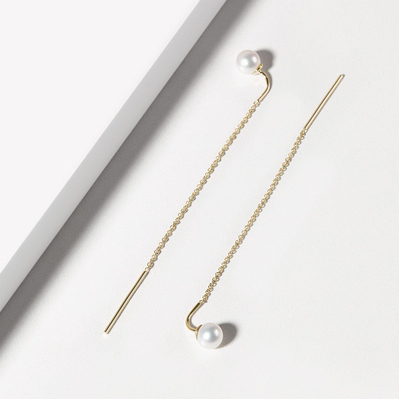 Boucles D'oreilles Pendantes Perle Blanche Couleur Or Rétro - Occasion Parfait état - Modèle 1881